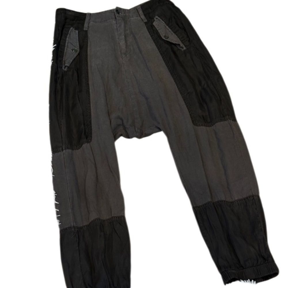 Burning Torch Men's Black and Gray drop crotch harem Pants XS